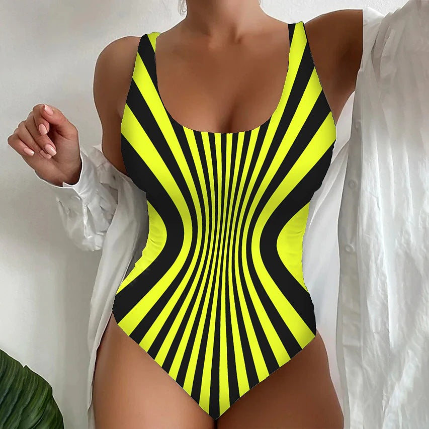 【S~6XL】🌴🩱 Szexi csíkos egyrészes fürdőruha