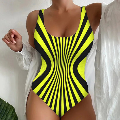 😍【S~6XL】 Szexi csíkos egyrészes fürdőruha