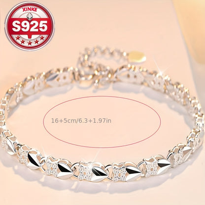 😀👉【¡Compra uno y llévate otro gratis!】💖🍀Nueva pulsera de trébol de cuatro hojas en plata de ley 925, elegante y con estilo