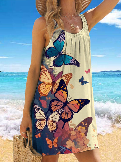 🎁【50% kedvezmény】✨🌊【S-5XL】Divatos, nyári virágmintás, pántos ruha