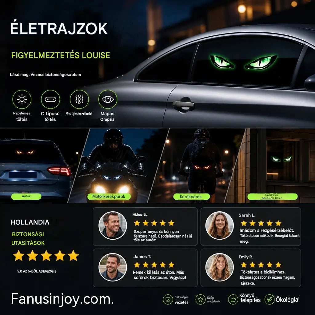 🚗👀 Napelemes LED autós figyelmeztető lámpa | Ragadd meg a figyelmet és fokozd a vezetési biztonságot – Vezeték nélküli, automatikus érzékeléssel és univerzális alkalmazással ✨