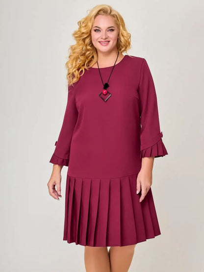 💌 【S-5XL】👗 2026 zimowa nowa wysokiej jakości elegancka sukienka w jednolitym kolorze