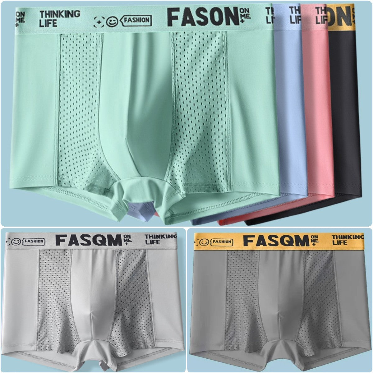 🔥【6 db】Férfi Air Mesh jégselyem boxer, rugalmas, kényelmes és légáteresztő