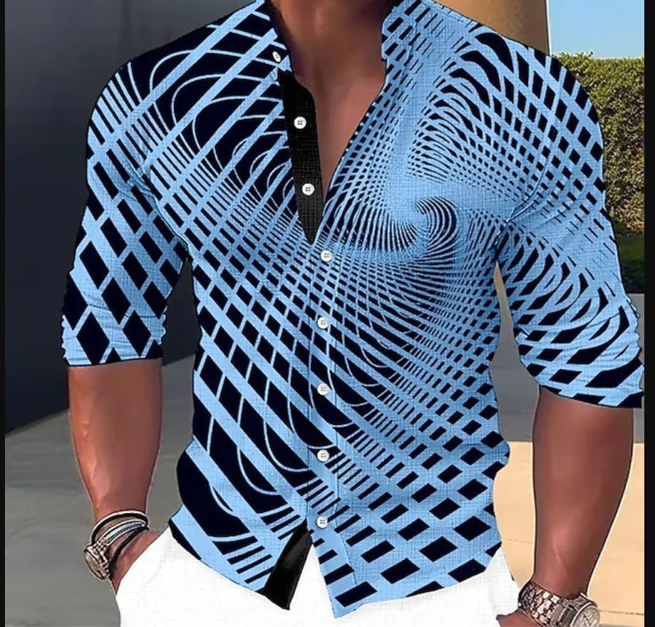 🔥 👔【S-6XL】Pánská trendy ležérní košile s dlouhým rukávem s 3D digitálním potiskem
