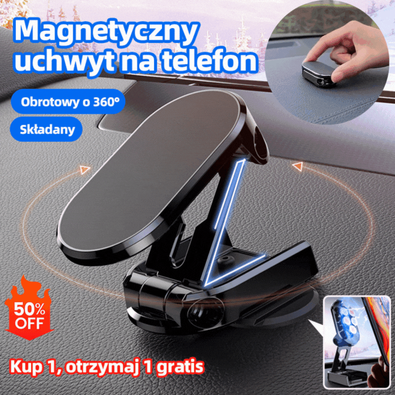 🔥🔥🚗Mágneses tapadókorong, 360°-ban forgatható, összecsukható mobiltelefon-tartó