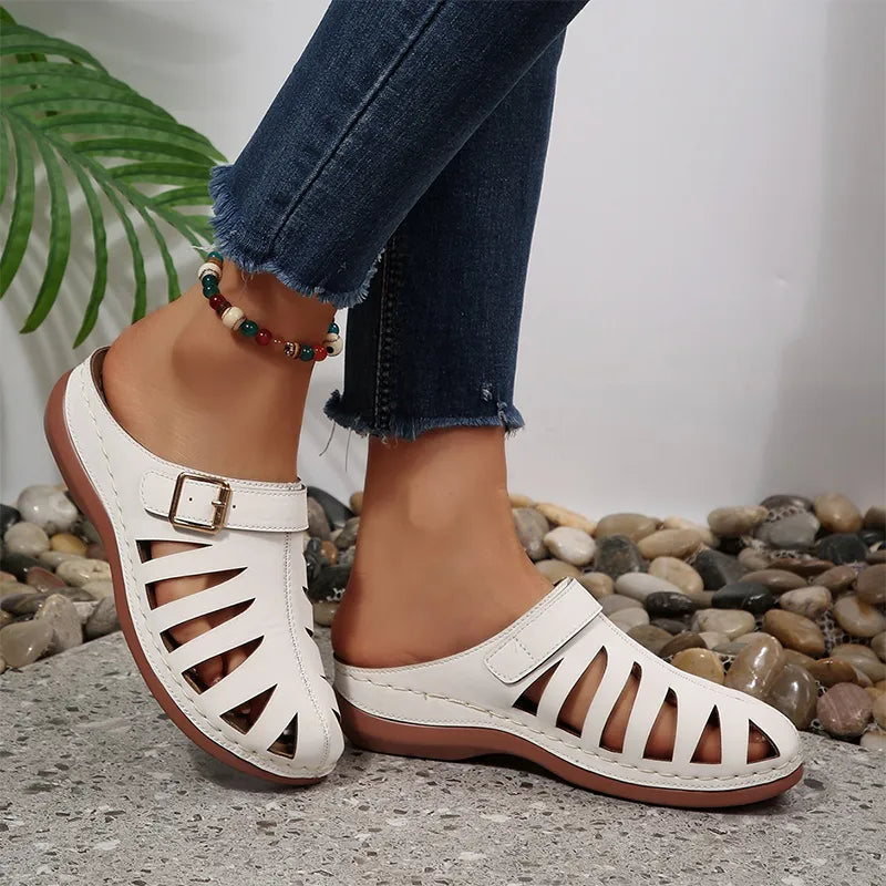 👡 Valódi marhabőrből készült nyári klumpa - kivágott kialakítás tépőzárral, anatómiai fáradtsággátló talppal, 5 színben, 36-43 méretben! ☀️✨