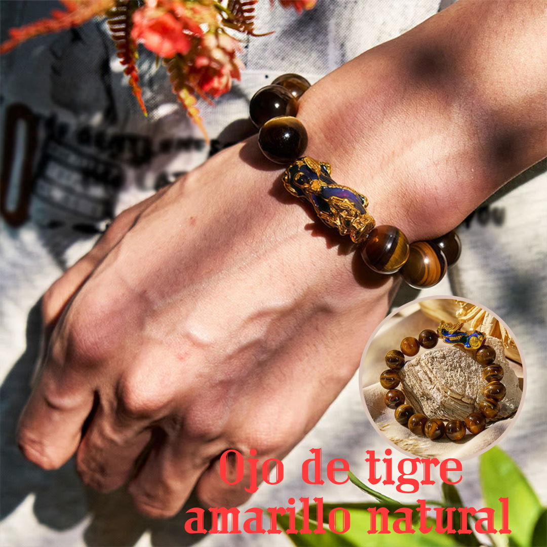 🐅¡Compra uno y llévate otro gratis! 💰Ojo de tigre amarillo natural: el rey de los animales auspiciosos, te trae riqueza y buena fortuna.