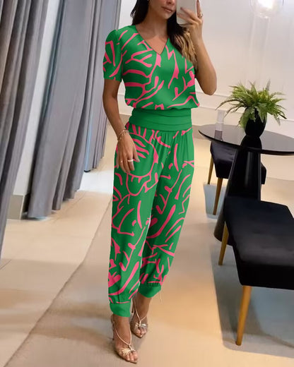 [Top + Pants] 👚👖Tavaszi-nyári bő és kényelmes női alkalmi kétrészes szett