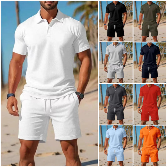【S~3XL】Férfi szett, amely egy rövid ujjú ingből és egy rövidnadrágból áll, tökéletes hétköznapokra.
