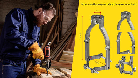 📌50% de descuento📌Soporte para fijación de broca con agujeros cuadrados