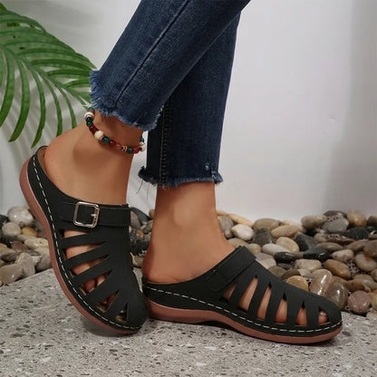 👡 Valódi marhabőrből készült nyári klumpa - kivágott kialakítás tépőzárral, anatómiai fáradtsággátló talppal, 5 színben, 36-43 méretben! ☀️✨