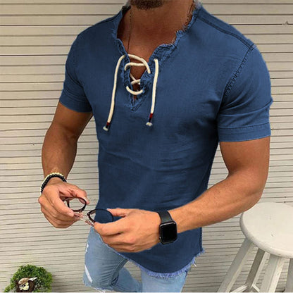 🤠【40-110 kg✨】👔 Nagy méretű férfi farmeringek rövid ujjúval és csipkével, rugalmas anyagból ✅️Utánvétes fizetés