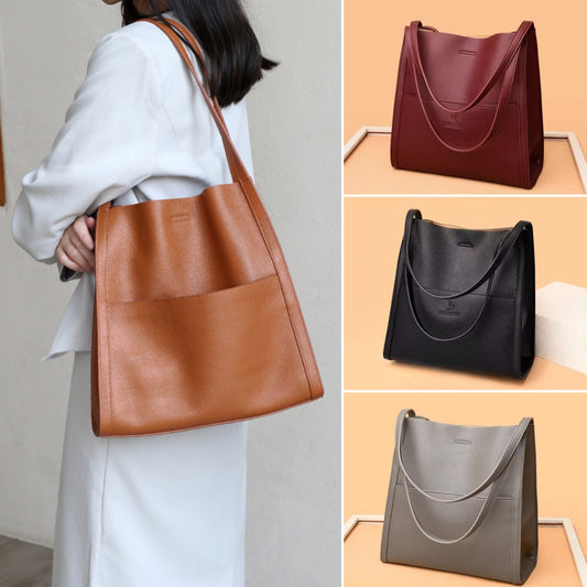 🔥👜👜【45% OFF】Nagy kapacitású, egyszerű tömör őszi, puha bőr válltáska