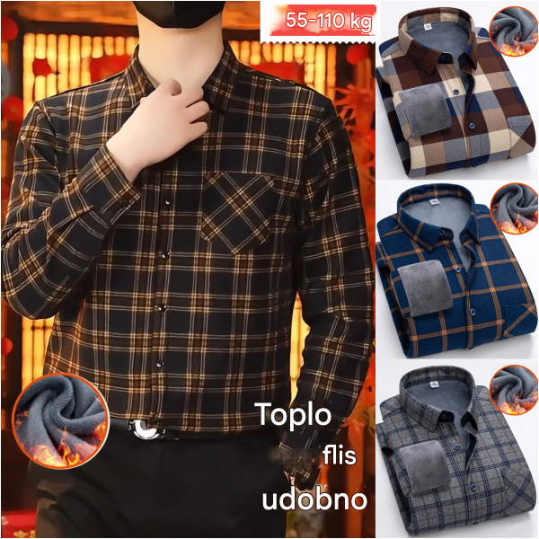 👔【L-5XL】Ciepła koszula biznesowa z długim rękawem na jesień i zimę