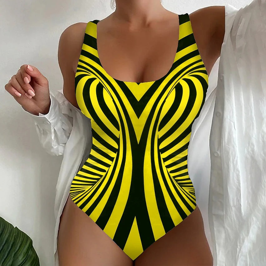 【S~6XL】🌴🩱 Szexi csíkos egyrészes fürdőruha