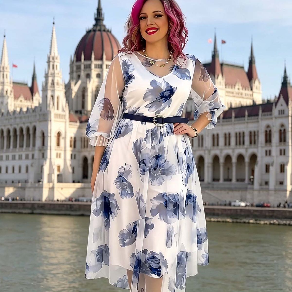 🌸 Női ruha S–5XL – elegáns, mintás, új