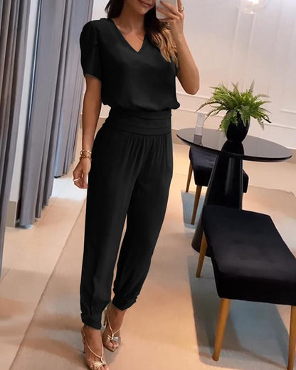[Top + Pants] 👚👖Tavaszi-nyári bő és kényelmes női alkalmi kétrészes szett