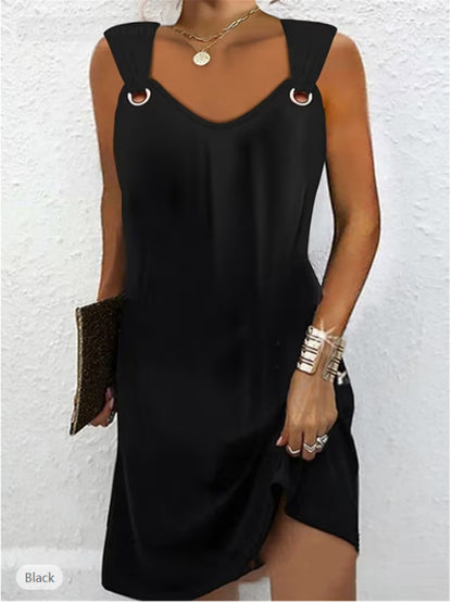 🔥🔥【Forró eladó】👗👗Új tavaszi és nyári ujjatlan ruha V-nyakú