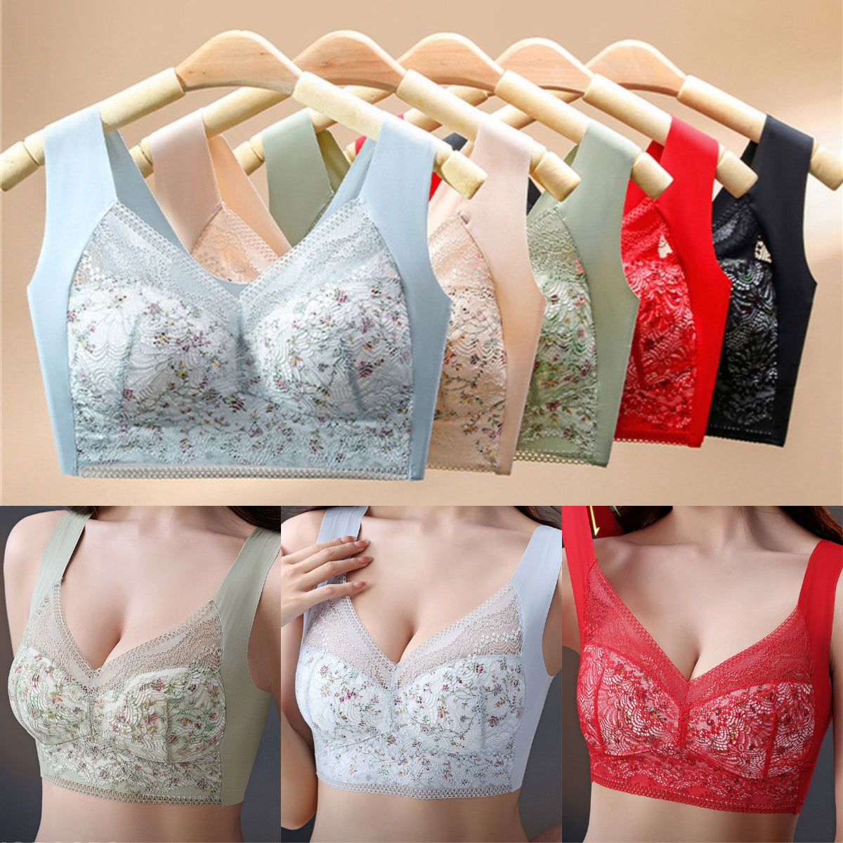 🔥【3-os csomag】 [40kg-100kg]💕🎁Nagy méretű Ice Silk varrat nélküli, légáteresztő, állítható melltartó