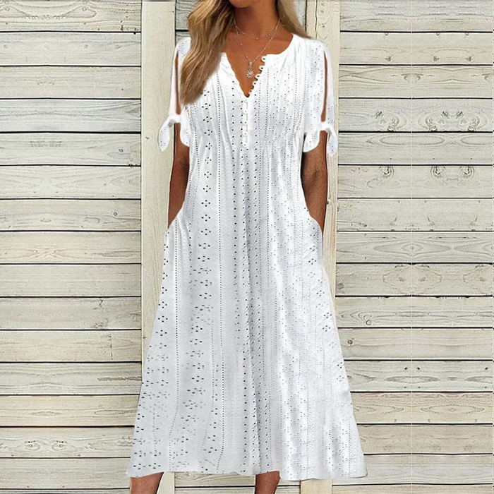 🔥[S-5XL]👗Egyszerű és gyönyörű egyszínű ruha