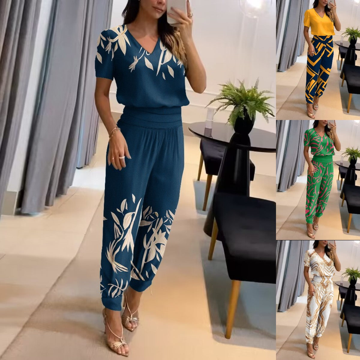 [Top + Pants] 👚👖Tavaszi-nyári bő és kényelmes női alkalmi kétrészes szett