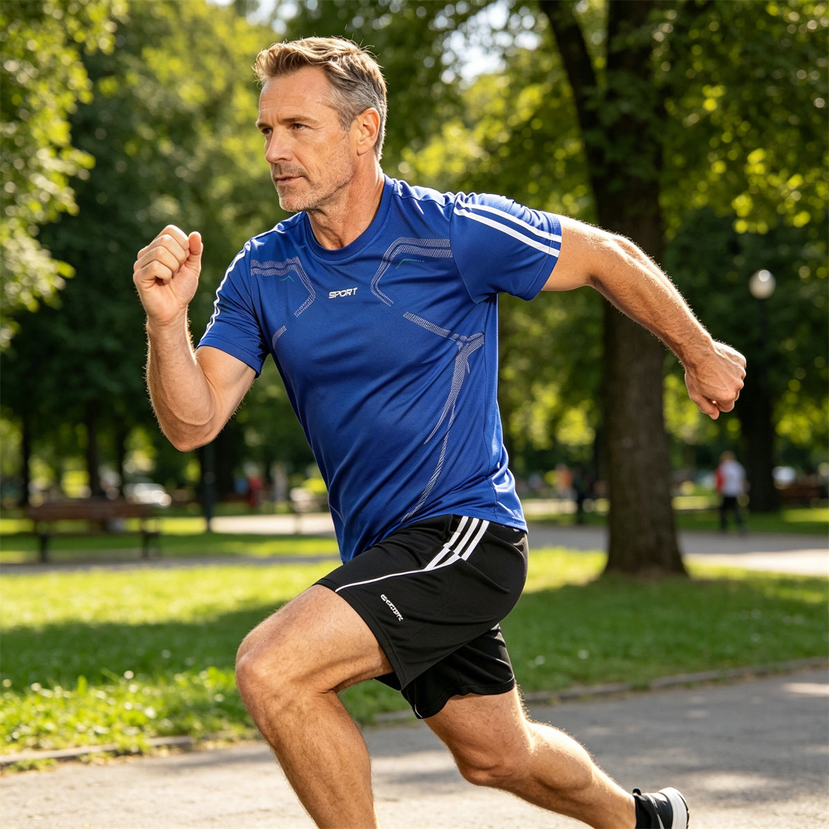 【L-5XL】Férfi nyári sport szett - rövid ujjú póló és rövidnadrág; laza, hétköznapi stílus, plus size, modern dizájn
