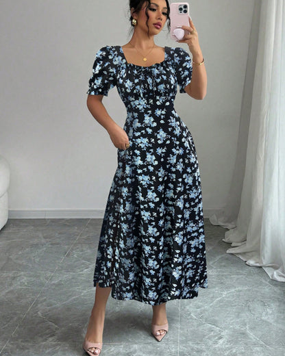 👗Az akció utolsó napján -50% kedvezmény! 【S-2XL】Elegáns, nyári mintás ruha, légies és kényelmes, könnyen illeszthető és karcsúsított.