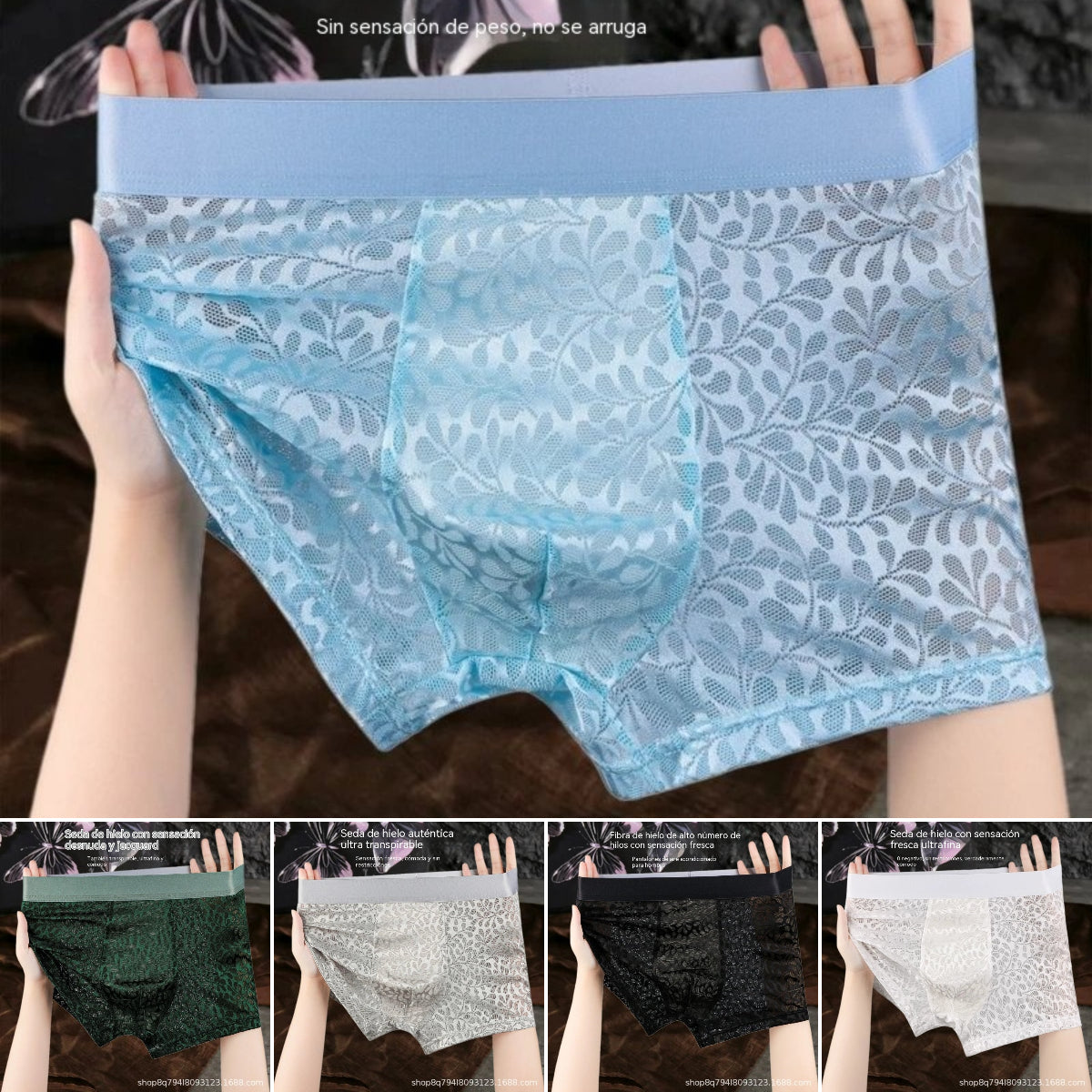 【L-4XL】Férfi jég selyem hálós alsónemű, plus size, lélegző.