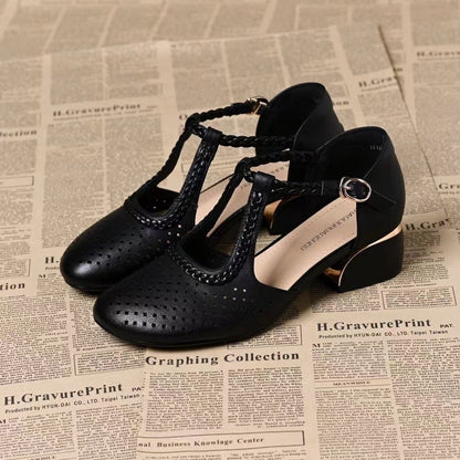 🔥【Hot prodaja novih modela】🔥【35-40】Ljetne sandale 2025, debela peta, mekana koža, izdubljene i prozračne, novi stil