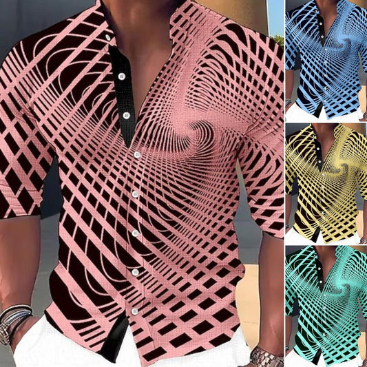 🔥 👔【S-6XL】Pánská trendy ležérní košile s dlouhým rukávem s 3D digitálním potiskem