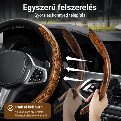 🔥【45% OFF】【1 db 3 darabos készlet】Csúszásgátló fa szemcsés autókormányburkolat