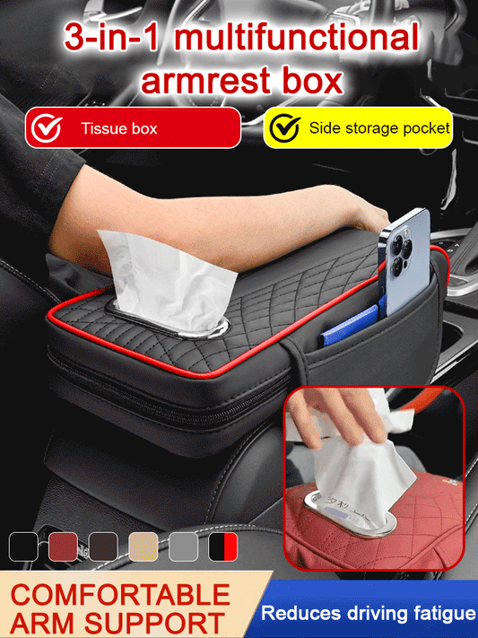 🚗Venta caliente🚗Reposabrazos para coche de cuero genuino multifuncional 3 en 1