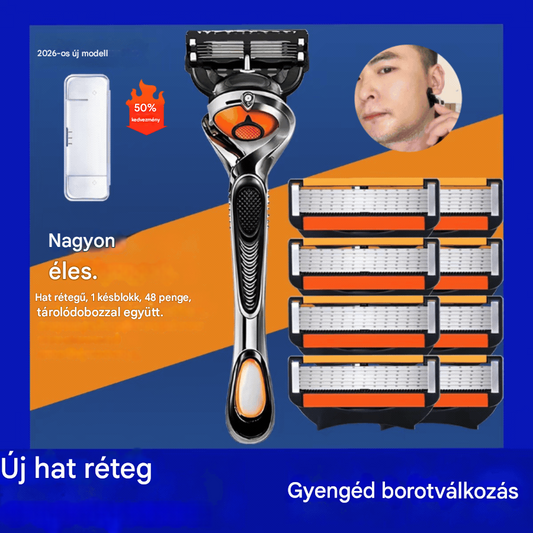 Férfi borotvapótló készlet + talp - Rendkívül éles rozsdamentes acél pengék az alapos borotválkozásért