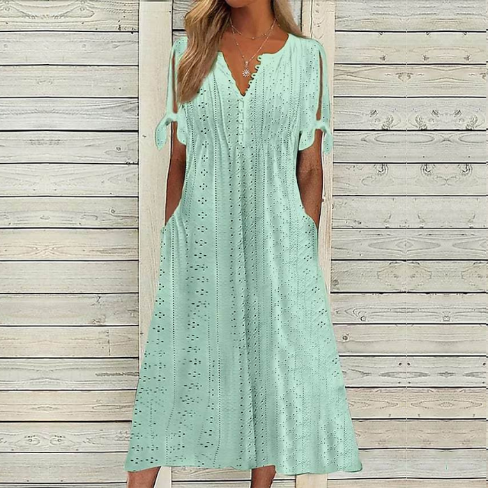🔥[S-5XL]👗Egyszerű és gyönyörű egyszínű ruha
