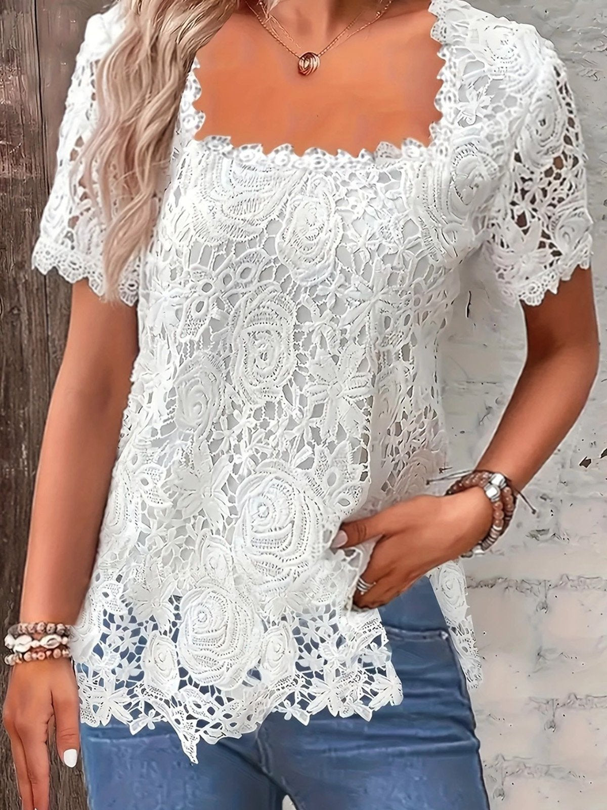 【S~5XL】💗2026 új női csipke póló