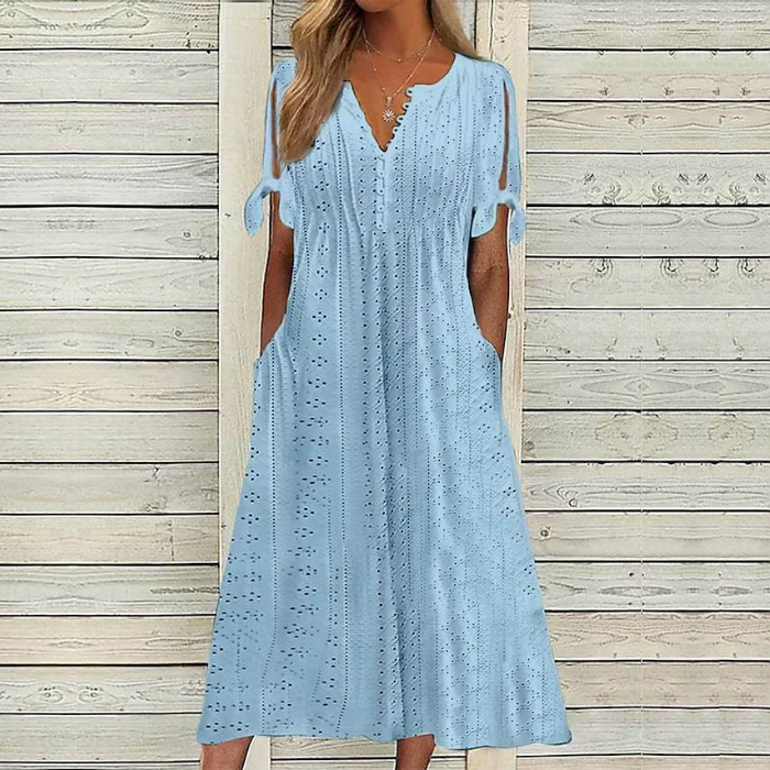 🔥[S-5XL]👗Egyszerű és gyönyörű egyszínű ruha