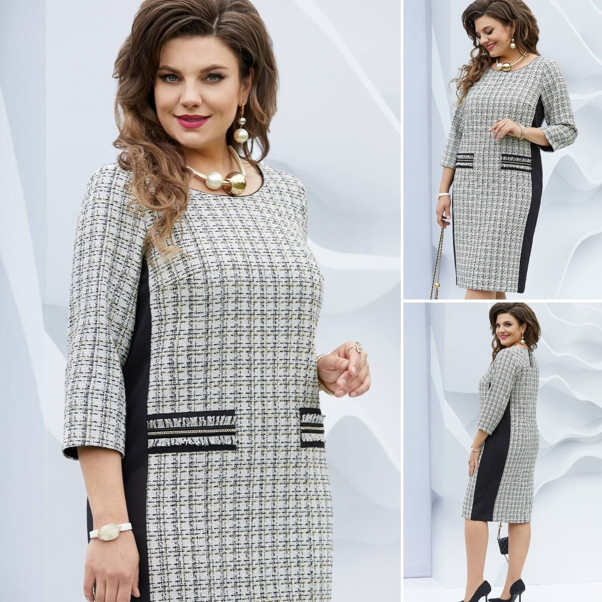 🍃🍃【S-5XL】🍂Checkelt ruha késő őszi stílusban