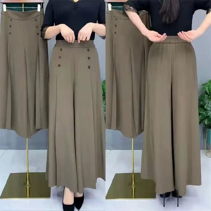 【Vegyél 1-et és kapsz 1-et ingyen】💖【M-5XL】Divatos női drapírozott szoknya széles szárral és magas derékkal