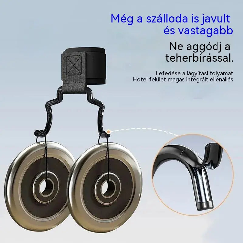 2 db-os fitneszhorog testépítéshez és súlyemeléshez, 125 mm-es szélesített támasz, csúszásgátló csuklópántok, 250 kg teherbírás húzódzkodáshoz és felhúzáshoz