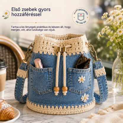 Egy bohém stílusú szőtt farmertáska, amely minden megjelenésedhez illik ✨
