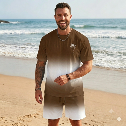 🌴【S-5XL】Új nyári divatos férfi szett mintás pólóval és rövidnadrággal, laza, lezser szabású