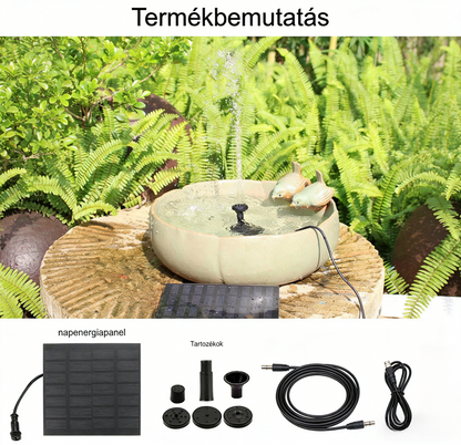 💧🌿☀️ Napelemes kerti tó szökőkút – több fúvókával, áram nélkül