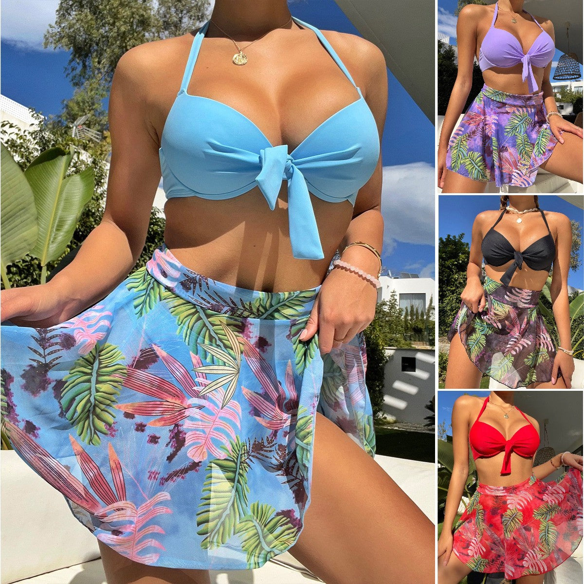 【S-2XL】👙🌴45% popusta na nove ljetne proizvode: Seksi kupaći kostim od tri dijela s mrežastim printom