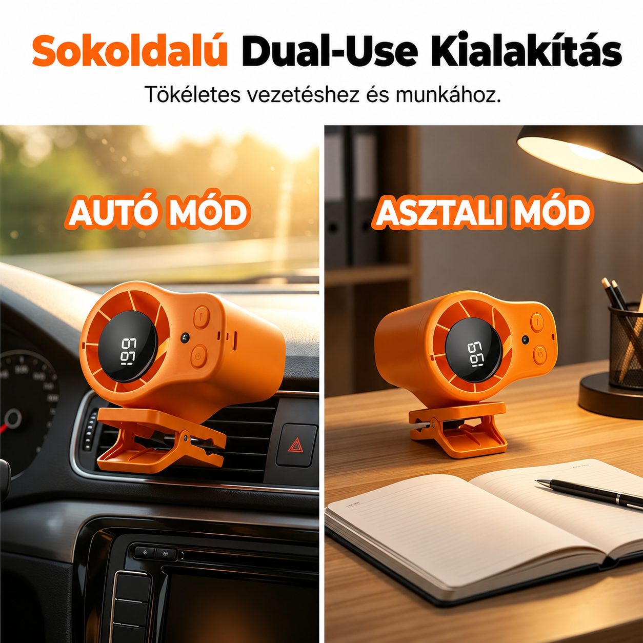 🌀 Kézhasználat nélküli ventilátor LED kijelzővel, beépített csipesszel és 199 állítható szinttel