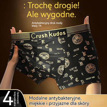🔥【Kup 2 i otrzymaj 2 gratis】🚹✅💥【40–140 kg】Męska oddychająca bielizna z lodowego jedwabiu, bezszwowa i wygodna, w dużych rozmiarach, z modnym nadrukiem