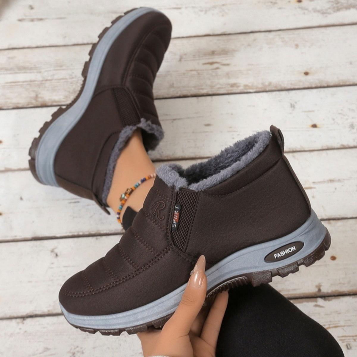 🔥【35-48】Unisex zimski škornji s podlogo iz semiša - topli, udobni in nedrseči, idealni za hladno vreme.
