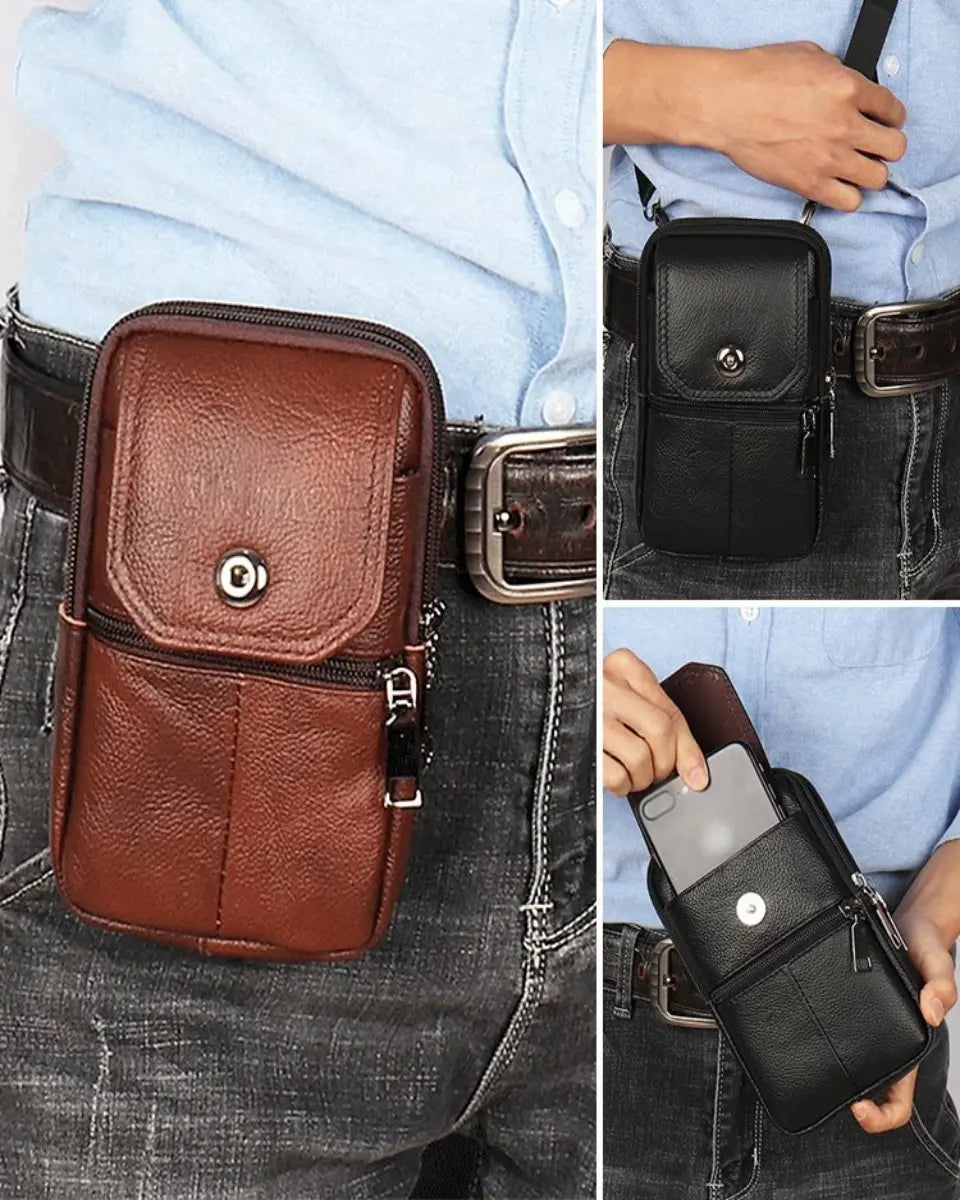✨👍Skórzana Saszetka Męska na Telefon – Praktyczna Torba Crossbody na Co Dzień | Wygoda i Styl 2026