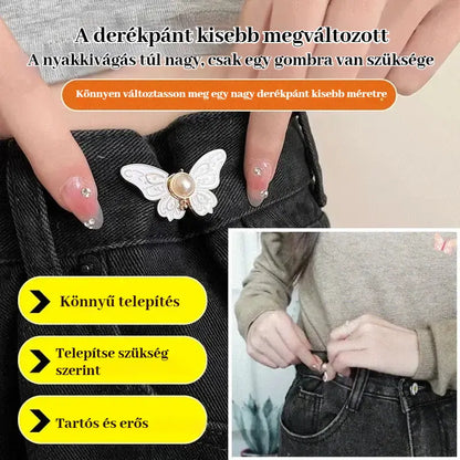 🌸🦋 Vásárolj 5-öt, kapsz 5-öt ingyen 🎁💜 Levehető, pillangó alakú, állítható övcsat: Nincs szükség szerszámokra, tökéletesen illik farmerhez, szoknyához és ruhához ✨👗💃