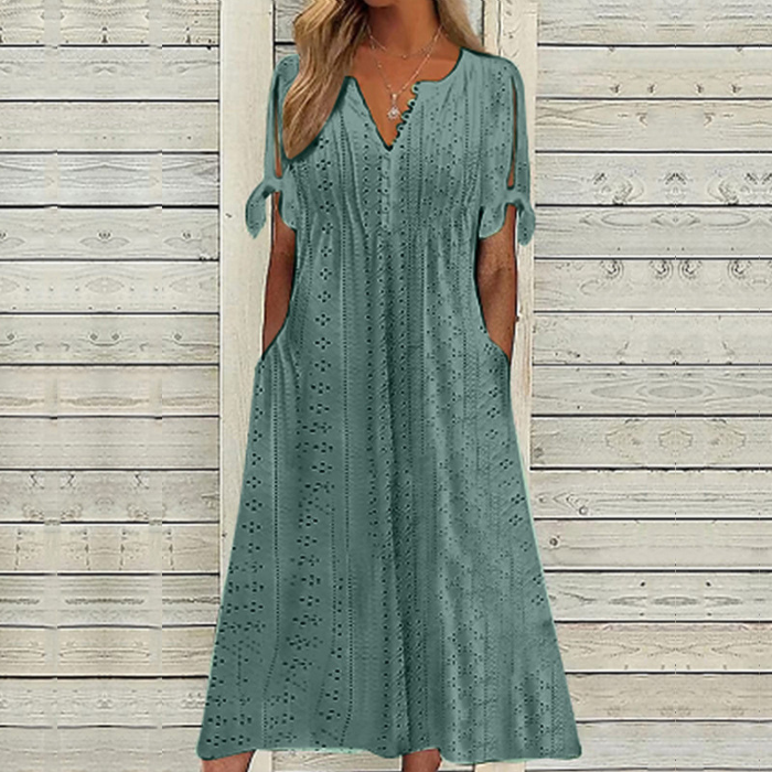 🔥[S-5XL]👗Egyszerű és gyönyörű egyszínű ruha