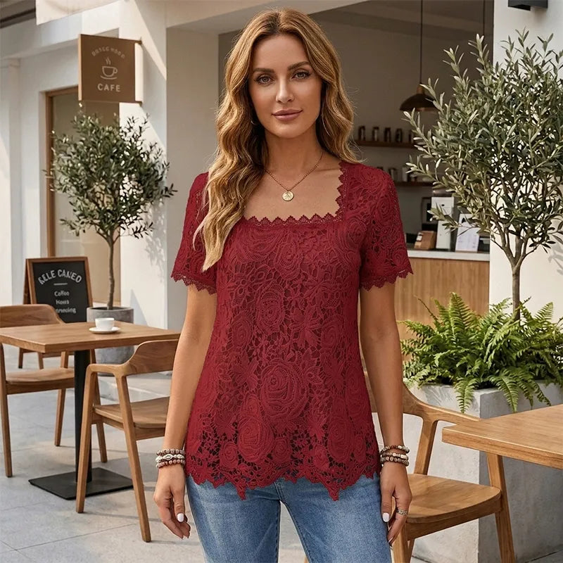 【S~5XL】💗2026 új női csipke póló